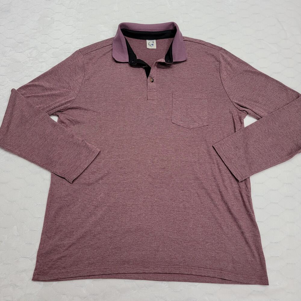 Hardaddy Men Large Burgundy Polo Shirt Long Sleeve Performance Stretch Golf Work